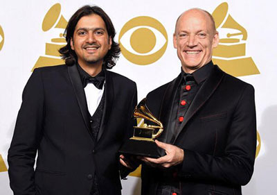 Grammy Award for South African Wouter Kellerman Ricky Kej and Wouter Kellerman, Grammy Award winners for their Album Winds of Samsara at the 57th annual Grammy Awards in Los Angeles on 8 February 2015. Photo: www.wouterkellerman.net